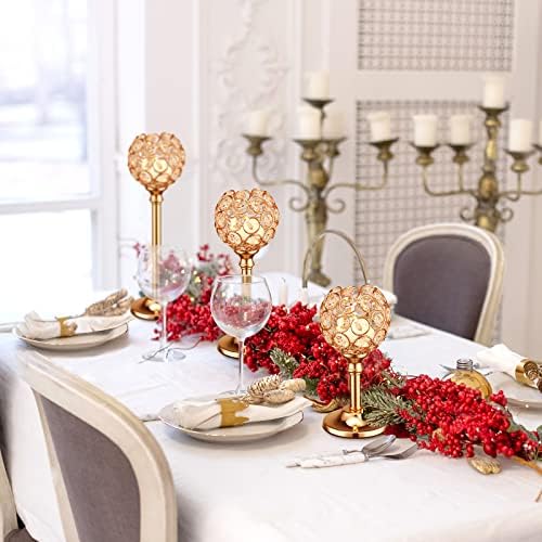 12 Pack Crystal Candle Holders Gold or Silver Candle Holders Bulk Decorative Tealight Candle Holder for Wedding, Party, Christmas Table Centerpieces Decoration (Gold) - Image 5