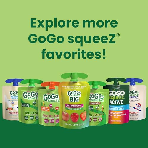 GoGo squeeZ Applesauce and Fruit Puree Variety Pack, Apple, Peach & Gimme Five!, 3.2 oz (Pack of 20), Unsweetened Fruit Snacks for Kids, Gluten Free, Nut Free and Dairy Free, BPA Free Pouches - Image 11