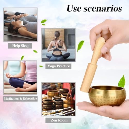 Tibetan Singing Bowl Set - Meditation Sound Bowl Cushion with Wooden Striker for Yoga, Meditation & Relaxation, Mindfulness,Chakra Healing, Stress Relief, Self-Regulation - Image 7