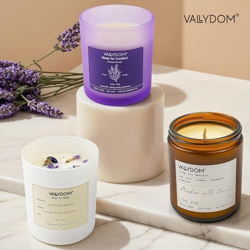 Scented Candles for Home Scented, 8.5oz Lavender Candle for Sleep & Relaxing, Soy Candles for Women/Men, 51 Hours Aromatherapy Candle with Crystals & Dry Flowers - Image 8
