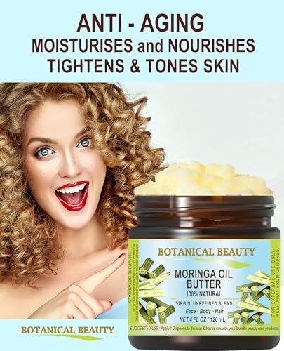 Botanical Beauty‎ MORINGA OIL BUTTER Pure Natural Virgin Unrefined RAW 8 Fl. Oz.- 240 ml for FACE, SKIN, BODY, DAMAGED HAIR, NAILS. - Image 5