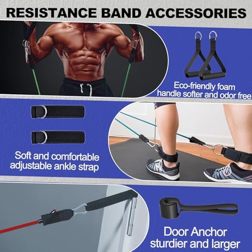 Resistance Bands,Exercise Bands,Resistance Bands for Working Out with Handles for Men and Women,Workout Bands with Door Anchor and Ankle,Strength Training Home Gym Equipment - Image 4