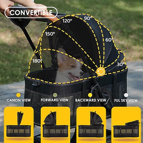 3 in 1 Pet Stroller with Removable Carrier, Folding Stroller for Small/Medium Dogs and Cats, Waterproof, All-Terrain, with Sun Shades, Car Seat - Image 3