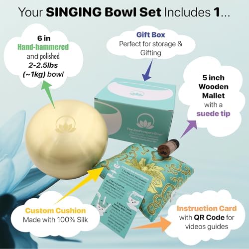 ZENPROSPERA Tibetan Singing Bowl Set – 6-Inch Sound Bowl for Meditation, Relaxation & Stress Relief | The ZenProspera Bowl - Lotus Edition - With Mallet, Gift Box, & Cushion - Image 9