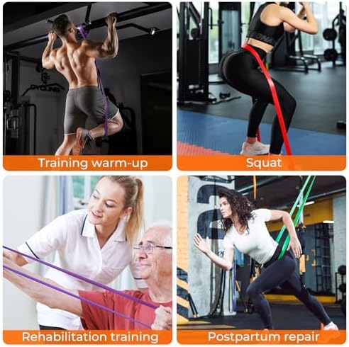 Resistance Bands Set, Exercise Workout Pull Up Assistance Bands with 6 Resistance Levels, Muscle Training Straps for Fitness, Working Out, Body Stretching, Physical Therapy, More - Image 6