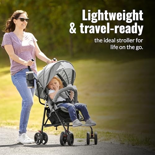 Dream On Me Vista Moonwalk Baby Stroller in Light Gray, Lightweight Infant Stroller with Compact Fold, Multi-Position Recline Umbrella Stroller with Canopy, Extra Large Storage and Cup Holder - Image 7