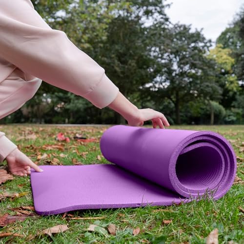 Fitvids Yoga Mat 1-Inch Extra Thick High-Density Exercise Mat with Non-Slip Surface & Carry Strap for Men & Women Tear-Resistant Pilates Workout Mat for Home Gym - Image 6