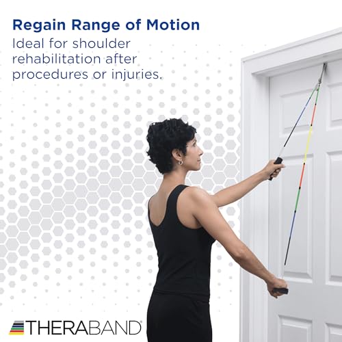 THERABAND Shoulder Pulley, Overhead Shoulder Pulley for Physical Therapy, Over the Door Pulley with Foam Handles and Color Coded Rope for Increasing Range of Motion, Overdoor System for Rehabilitation - Image 3