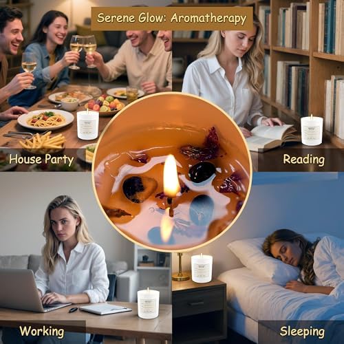 Scented Candles for Home Scented, 8.5oz Lavender Candle for Sleep & Relaxing, Soy Candles for Women/Men, 51 Hours Aromatherapy Candle with Crystals & Dry Flowers - Image 6