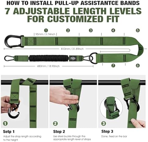 Pull Up Assistance Bands, Pull Up Bar Resistance Bands, Pull Up Bands for Enhanced Strength Training, Muscle Training, 3 Heavy-Duty Adjustable Pull Up Assist Strap & Comfortable Foot Strap - Image 8