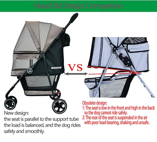 ROODO Escort 3 Wheel Dog Cat Pet Stroller for Small/Medium Dogs Cats Best Lightweight Foldable Portable Compact Jogger All Terrain Travel Pet Gear System Puppy Doggie Bunny Kitty Stroller(Grey) - Image 6