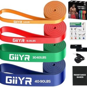 Resistance Bands Set for Men & Women - 4 Levels Exercise Band with Door Anchor, Pull Up Bands for Strength Training, Stretching, Powerlifting, Home Workouts