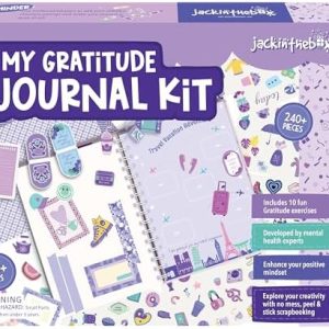 jackinthebox Gratitude Journal Kit for Girls Ages 8-12, 242 pcs, Scrapbooking Journal Set for Teen & Tween Girls,10 Fun Gratitude Exercises, Journal Art & Craft Kit, Ideal Gift for Girls 8 9 10 11 12