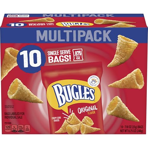 Bugles Original Crispy Corn Snacks, Snack Bags Multipack, 10 Ct, 8.75 oz - Image 3