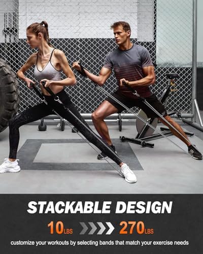 Zacro Resistance Bands for Working Out, 270 LBS Heavy Exercise Bands with Handles for Heavy Resistance Training, Home Gym Workout, Men/Women - Image 3