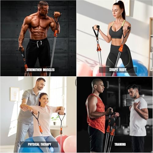 Resistance Bands with Handles, 175lb Exercise Bands for Working Out, Fitness Bands, Workout Bands with Door Anchor and Ankle Straps, Physical Therapy, Yoga, Strength Training Home Gym Equipment - Image 8