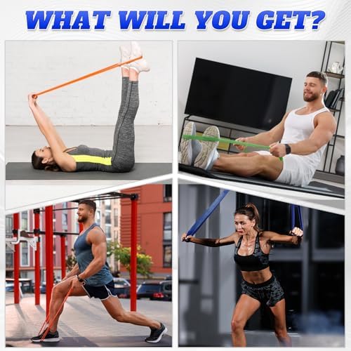 Resistance Bands Set for Men & Women - 4 Levels Exercise Band with Door Anchor, Pull Up Bands for Strength Training, Stretching, Powerlifting, Home Workouts - Image 8