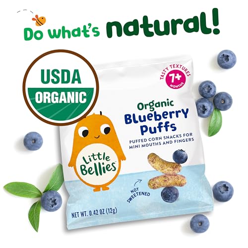 Little Bellies Organic Blueberry Puffs Baby Snack (Pack of 18 x 0.42 oz Individual Packs) - Image 3