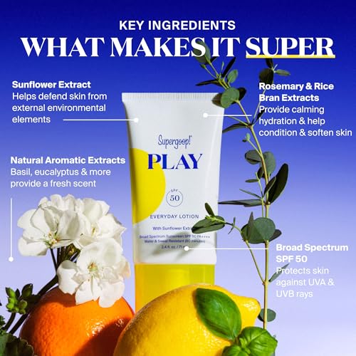 Supergoop! PLAY Everyday Lotion SPF 50 - Broad Spectrum Body & Face Sunscreen for Sensitive Skin - Great for Active Days - Fast Absorbing, Water & Sweat Resistant - 2.4 fl oz - Image 5