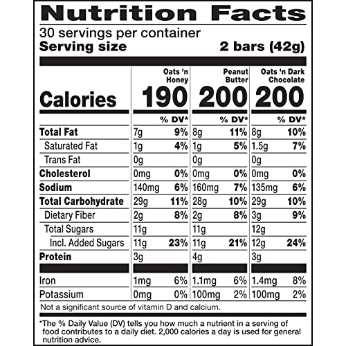 Nature Valley Crunchy Granola Bars Bulk Variety Pack, Oats 'n Honey, Peanut Butter & Oats 'n Dark Chocolate, 30 Two-Bar Wrapped Pouches (60 Bars Total), Whole Grain, No Artificial Flavors, 44.7 OZ - Image 2
