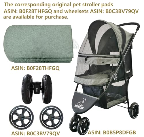 ROODO 3 Wheel Dog Pet Cat Stroller Best Lightweight Foldable Compact Portable Jogger All Terrain Travel Pet Gear Puppy Kitty Stroller for up to 30lbs Medium Small Dogs and Cats(Cationic ash) - Image 8