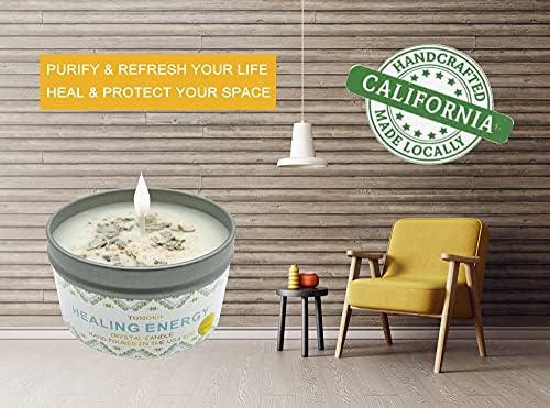 White Sage Candle, Sage Leaf, Himalayan Crystal Salt & Essential Oil, Healing Energy, Crystal Candle - Image 4
