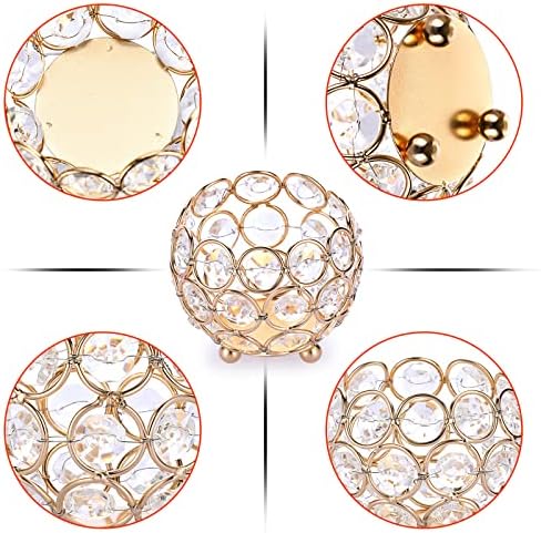 OwnMy Set of 4 Crystal Bowl Tealight Holders Small Round Votive Candle Holders, Gold Crystal Tea Light Candle Lanterns Candle Stands Flower Vases Candle Centerpiece for Dining Table Wedding Decor - Image 4