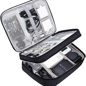 SELLYFELLY Electronic Bag Travel Cable Accessories Bag Waterproof Double Layer Electronics Organizer Portable Storage Case for Cable, Cord, Charger, Phone, Adapter, Power Bank, Kindle, Hard Drives