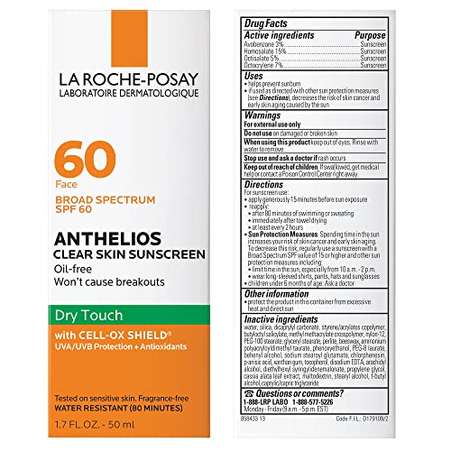 La Roche-Posay Anthelios Clear Skin Sunscreen Dry Touch SPF 60, Oil Free Sunscreen For Face, Oil Absorbing, Broad Spectrum SPF + Antioxidants, Non-Greasy, Oxybenzone Free, Travel Size - Image 2