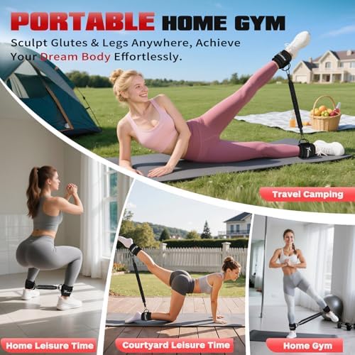 Ankle Resistance Bands with Cuffs, Leg and Glutes Workout Equipment, Resistance Bands with Ankle Straps for Cable Machine Kickbacks, Booty Workouts, Lower Body Exercises - Home Gym Exercise Equipment - Image 7