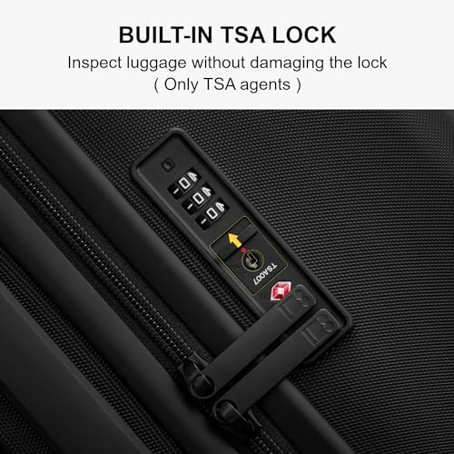LEVEL8 Hard Shell Carry on Luggage Airline Approved, Carry-on Suitcases with Wheels, Lightweight Luminous Textured Hardside Travel Bag with Tsa Lock, 20 Inch, Black - Image 7