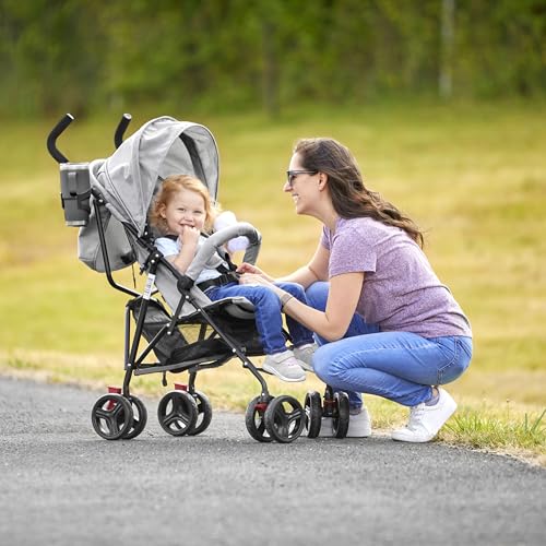 Dream On Me Vista Moonwalk Baby Stroller in Light Gray, Lightweight Infant Stroller with Compact Fold, Multi-Position Recline Umbrella Stroller with Canopy, Extra Large Storage and Cup Holder - Image 2