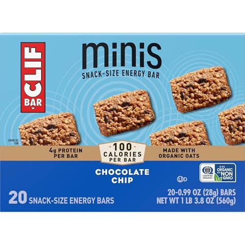 CLIF BAR Minis - Chocolate Chip - Made with Organic Oats - 4g Protein - Non-GMO - Plant Based - Snack-Size Energy Bars - 0.99 oz. (20 Pack) - Image 13