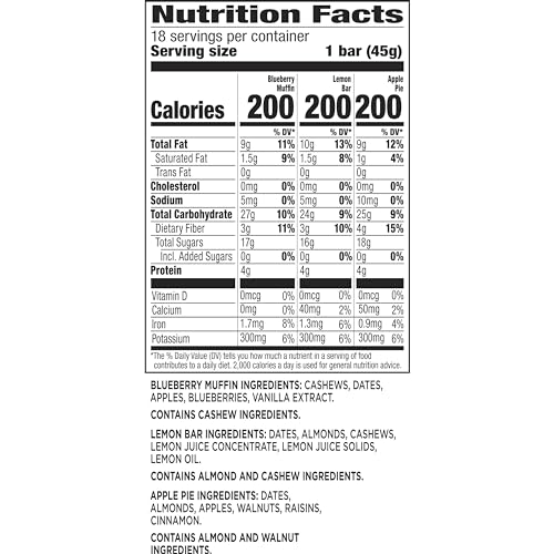 Larabar Variety Pack, Blueberry Muffin, Lemon Bar, Apple Pie, Fruit & Nut Bars, 18 ct - Image 2