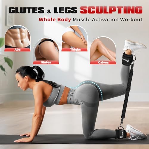 Ankle Resistance Bands with Cuffs, Leg and Glutes Workout Equipment, Resistance Bands with Ankle Straps for Cable Machine Kickbacks, Booty Workouts, Lower Body Exercises - Home Gym Exercise Equipment - Image 4