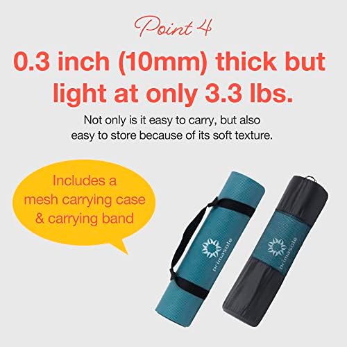 Yoga Mat Eco-Friendly Material 1/2 inch Non-Slip Yoga Pilates Fitness at Home & Gym 4 Colors with Carrying Case & Strap - Image 5