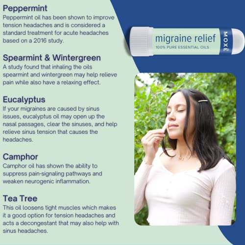 MOXE Migraine Relief Nasal Inhalers, Essential Oils for Headaches & Tension Relief, Portable Aromatherapy, Easy-to-Use, Pure & Undiluted, Peppermint, Spearmint, Eucalyptus, Tea Tree, USA Made, 3 Pack - Image 6