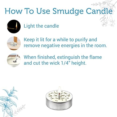 SOUL STICKS 12 Pack Little Smudgies Tealight Candles Smudge Candle for Cleansing House, Meditation, Chakra Healing | Made with Crystals and Herbs (White Sage) - Image 5