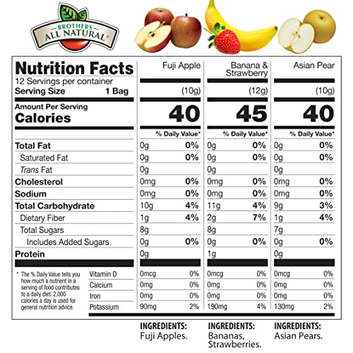 Brothers All Natural Freeze Dried Fruit Crisps, Variety Pack, 24 Single Serve Bags, Fuji Apple, Asian Pear, Banana Strawberry, Made with 100% Fruit, Gluten Free, Soy Free, Vegan, Heathy Snack - Image 3