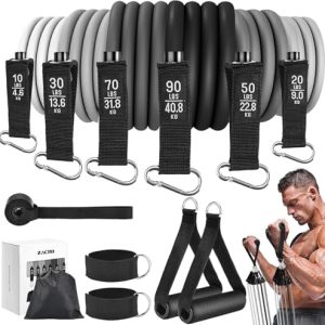 Zacro Resistance Bands for Working Out, 270 LBS Heavy Exercise Bands with Handles for Heavy Resistance Training, Home Gym Workout, Men/Women