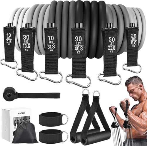 Zacro Resistance Bands for Working Out, 270 LBS Heavy Exercise Bands with Handles for Heavy Resistance Training, Home Gym Workout, Men/Women