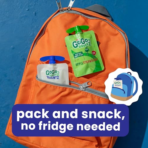 GoGo squeeZ yogurtZ Variety Pack, Strawberry & Banana, 3 oz (Pack of 20), Kids Snacks Made from Real Yogurt and Fruit, No Fridge Needed, Gluten Free, Nut Free, Recloseable Cap, BPA Free Pouches - Image 9