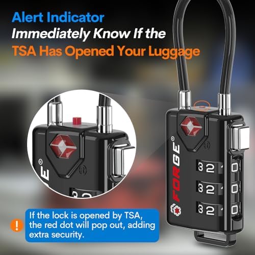 TSA Approved Cable Luggage Locks, Re-settable Combination with Alloy Body - Image 4