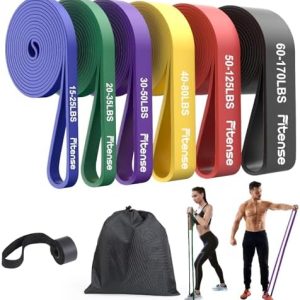 Resistance Bands Set - Pull Up Bands for Men Women, Exercise Bands Resistance with Door Anchor, Training Poster & Pouch for Body Stretching, Pull Up Assist