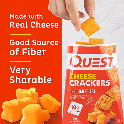 Quest Nutrition Cheese Crackers, Cheddar Blast, 10g Protein, 5g Net Carbs, 1g Sugar, Made with Real Cheese, 12 Packs (1.06 oz bags) - Image 5