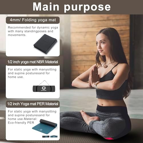 1/2-Inch Extra Thick NBR Yoga Mat with Enhanced Stability - Textured Design, Lightweight Mat with Carrying Strap & Case for Yoga, Pilates, Gym & Home Use (Multiple Colors) - Image 6