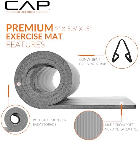 CAP Barbell 1/2-Inch High Density Exercise Yoga Mat with Strap | Multiple Options - Image 3
