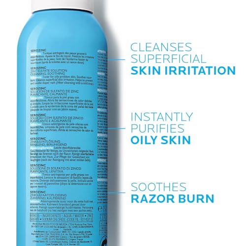 La Roche-Posay Serozinc Face Toner for Oily Skin with Zinc, Mattifying Face Spray and Acne Prone Skin Toner to Reduce Shine for Oil Control, Alcohol Free Face Mist, 5 Fl Oz (Pack of 1) - Image 3