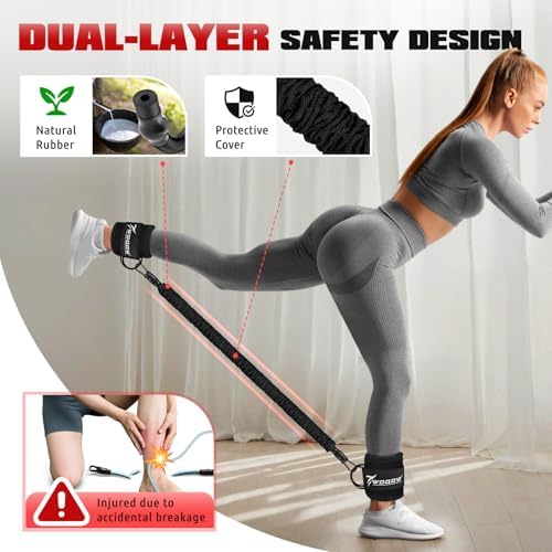 Ankle Resistance Bands with Cuffs, Leg and Glutes Workout Equipment, Resistance Bands with Ankle Straps for Cable Machine Kickbacks, Booty Workouts, Lower Body Exercises - Home Gym Exercise Equipment - Image 2