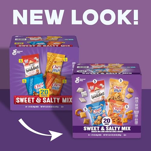 Chex Sweet & Salty Snack Variety Pack, Individually Wrapped Snack Bags, Party and Lunch Packs, Muddy Buddies Peanut Butter and Chocolate, Chex Mix Traditional, Cheddar, Honey Nut, 35 oz/20 Bags - Image 3